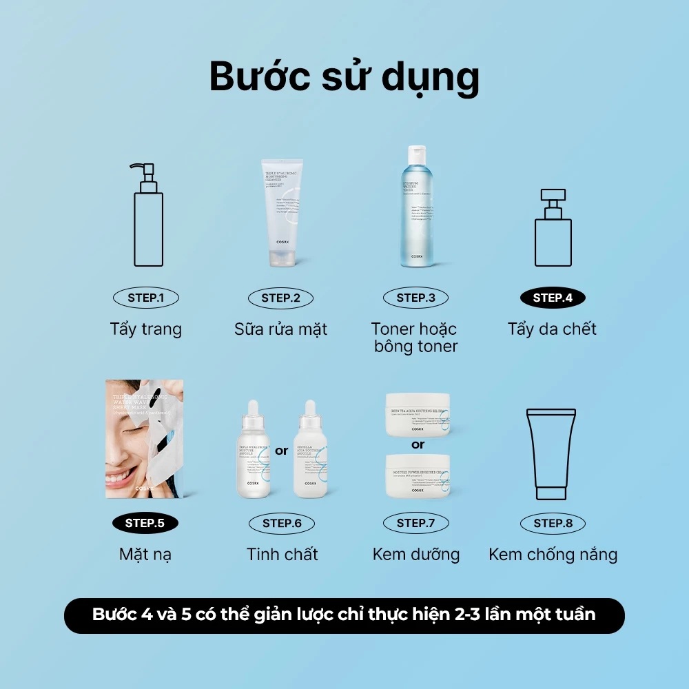 Bước sử dụng Cosrx Hydrium Triple Hyaluronic Moisture Ampoule