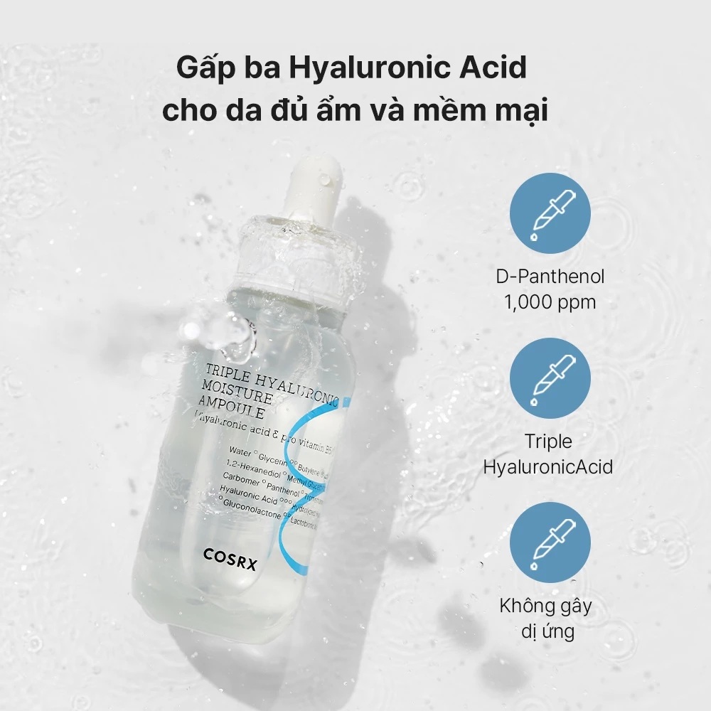 Gấp 3 cấp ẩm Cosrx Hydrium Triple Hyaluronic Moisture Ampoule