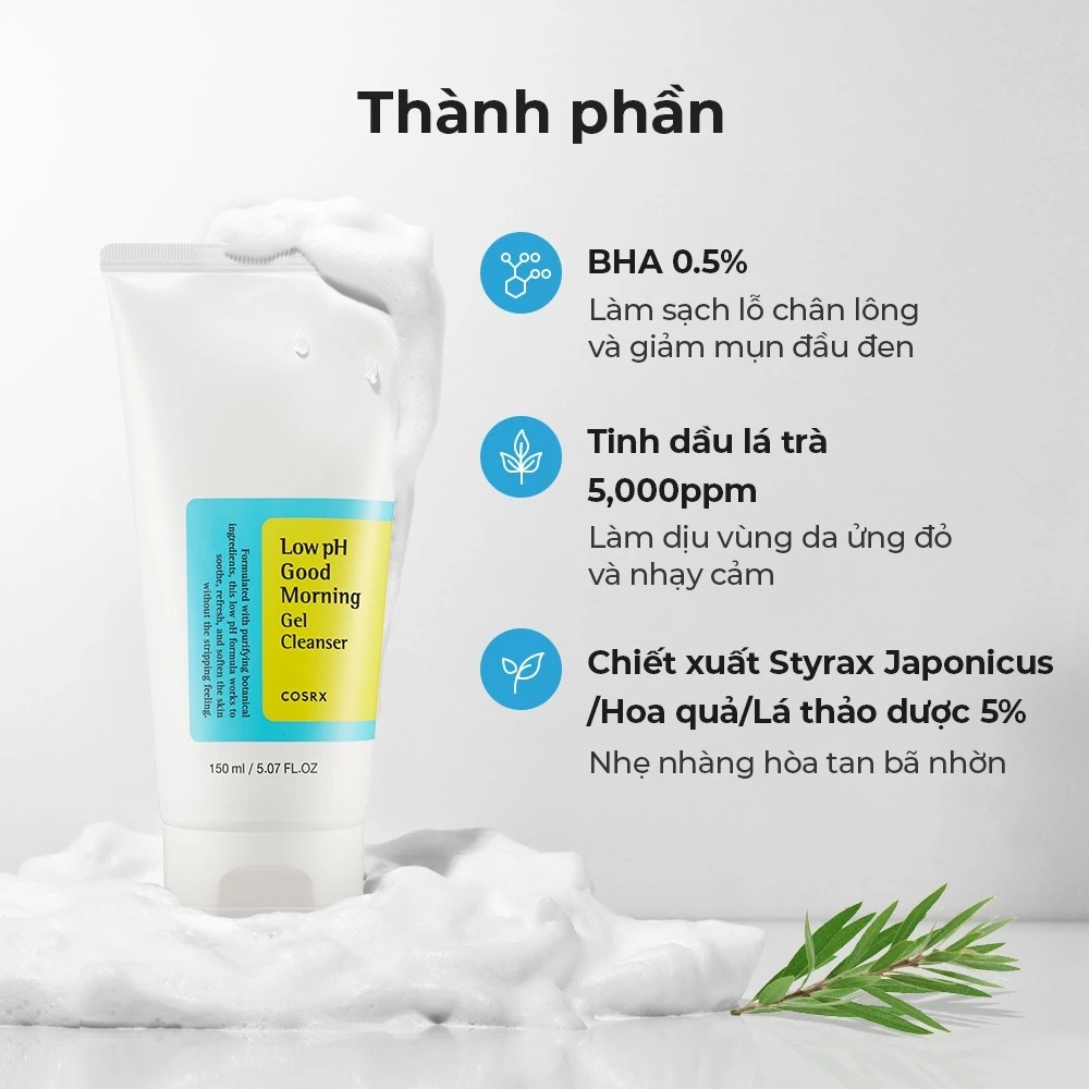 Thành phần Cosrx Low pH Good Morning Gel Cleanser